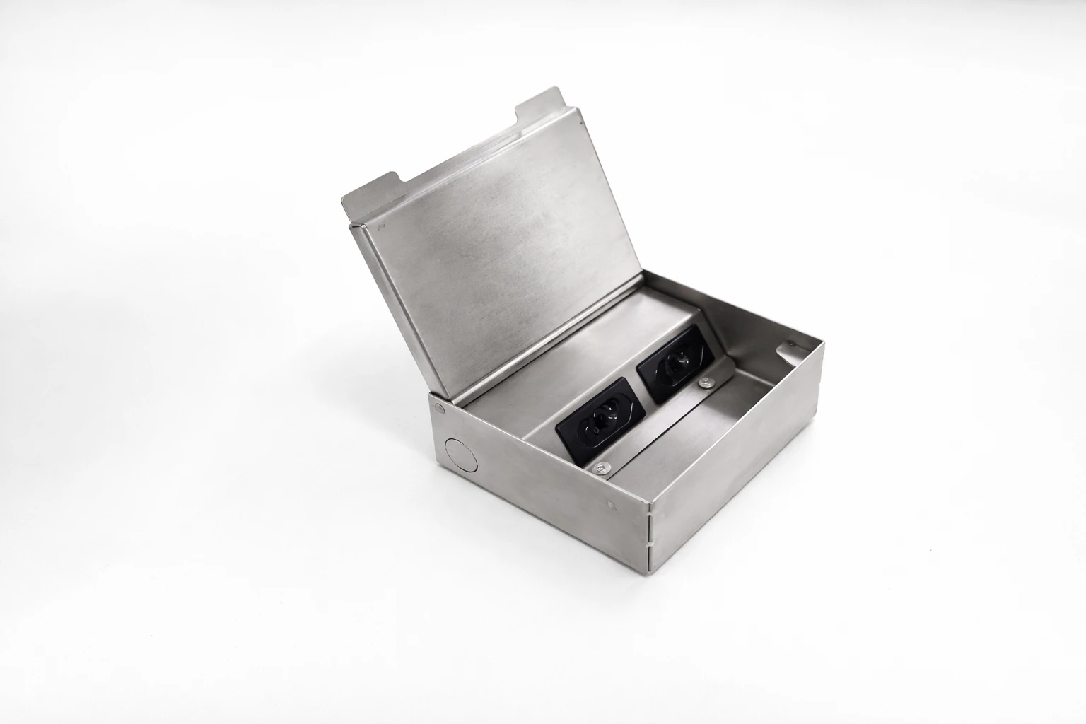 CAIXA DE TOMADA - 2 ENTRADAS | Linha Perfis de Transição / Caixas de Tomada em aço inox | Ominia Inoxx
