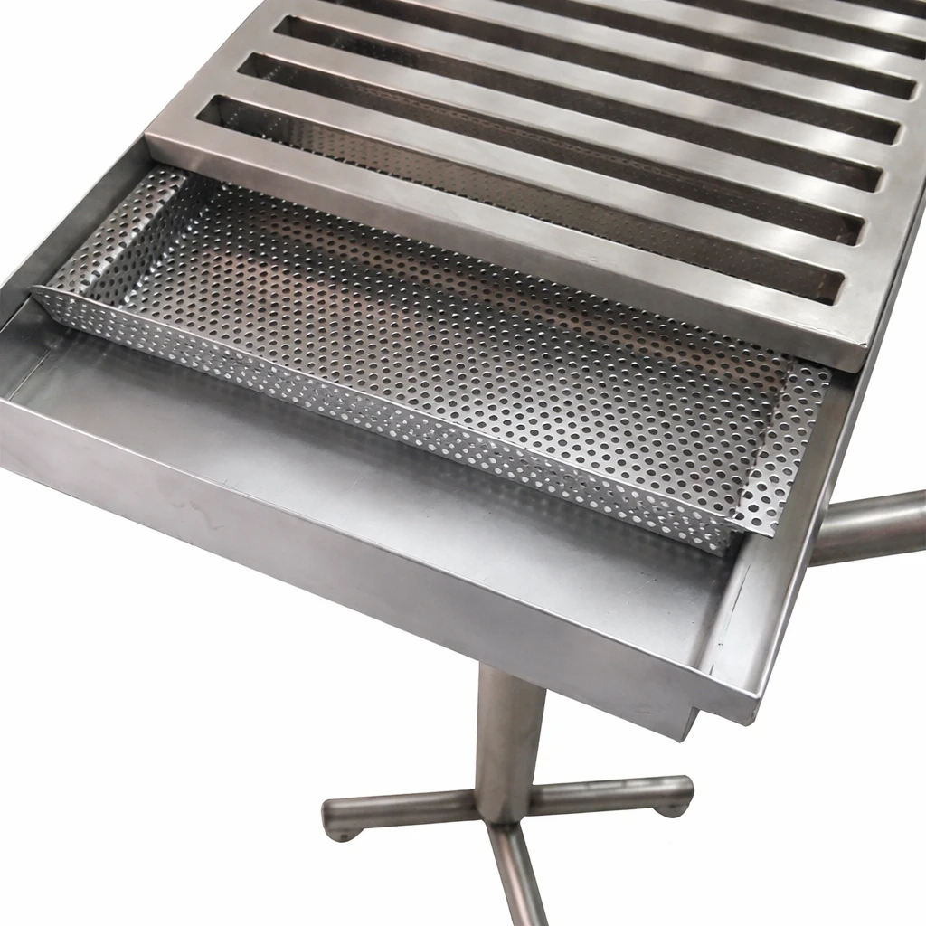 CONJUNTO DE RALO STANDARD COM CESTO E CAIXA | Linha Grelhas Industriais / Drenagem em aço inox | Ominia Inoxx